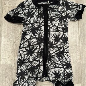 Black and White Palm Print Romper